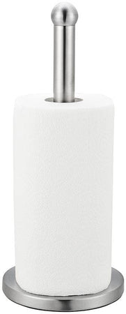 Freestanding Silver Metal Tissue Roll and Paper Towel Holder