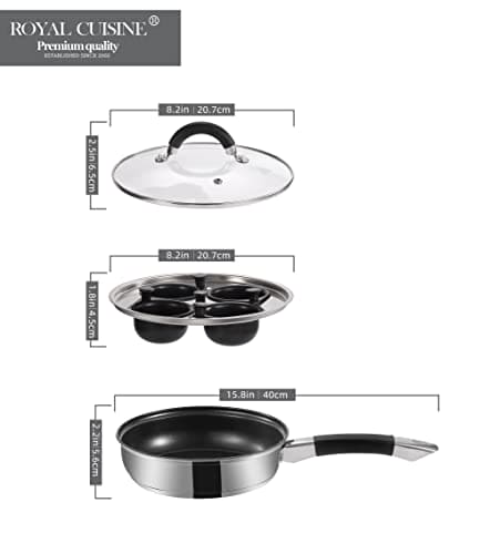 20cm Stainless Steel Egg Poacher Pan and Lid