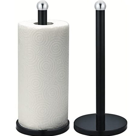 Freestanding Black Metal Tissue Roll and Paper Towel Holder