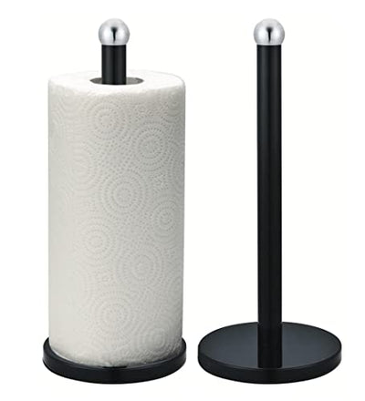 Freestanding Black Metal Tissue Roll and Paper Towel Holder