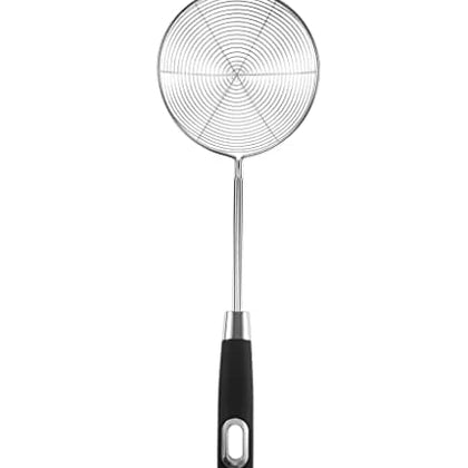 Royal Cuisine Stainless Steel Wire Spider Skimmer fine mesh Spiral Strainer for Chicken/Pasta Heat Resistant Handle Kitchen Cooking Utensils