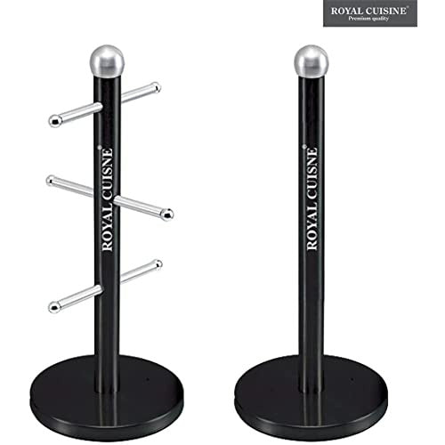 Accents Kitchen Roll Holder and Mug Tree Set - Black