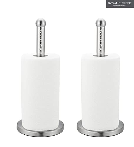 Freestanding Silver Metal Tissue Roll and Paper Towel Holder