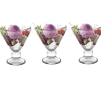 Floral Glass Dessert Bowls - Set of 3