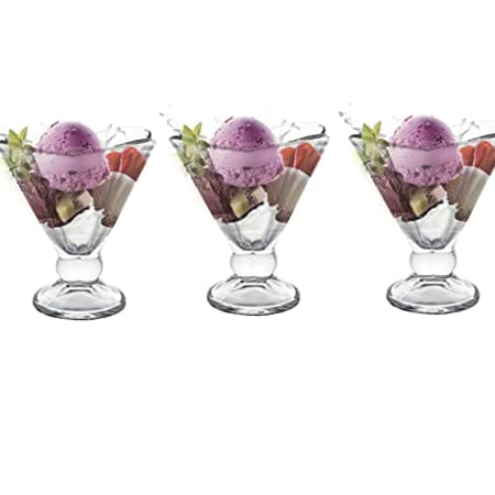 Floral Glass Dessert Bowls - Set of 3