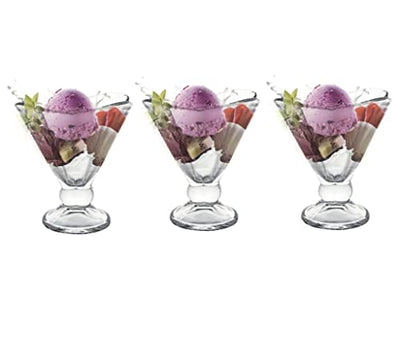 Floral Glass Dessert Bowls - Set of 3