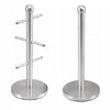Kitchen Paper Towel Stand & 6 Cup Mug Tree Set - Silver
