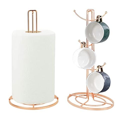 Accents Kitchen Roll Holder and Mug Tree Set - Rose