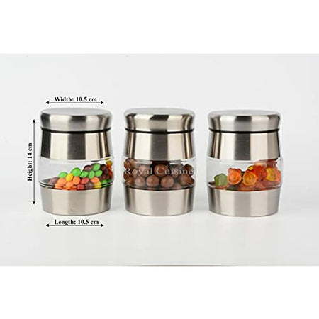 Glass Storage Jars Canister Set - Silver
