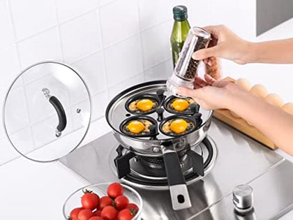 20cm Stainless Steel Egg Poacher Pan and Lid