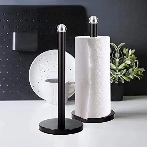 Freestanding Black Metal Tissue Roll and Paper Towel Holder