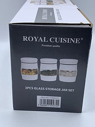 3 pcs Glass Storage Jars Canister Set - White