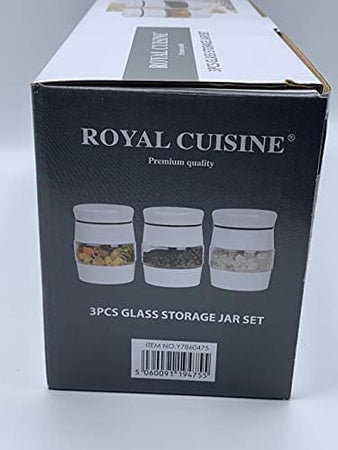 3 pcs Glass Storage Jars Canister Set - White