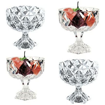 Crystal Glass Dessert Bowls - Set of 4