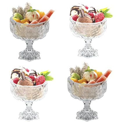 Crystal Glass Dessert Bowls - Set of 4