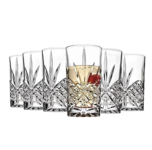 Set of 6 Highball Tall Drink Glasses, - 370ml Dishwasher Freezer Microwave Safe (Large)