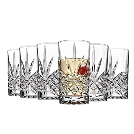 Set of 6 Highball Tall Drink Glasses, - 370ml Dishwasher Freezer Microwave Safe (Large)