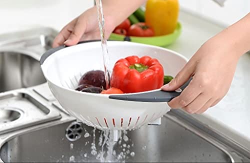 Plastic Colander Fruit Washing Basket Deep Food Strainer Camping Bowls Pasta Drainer Vegetable Sieve Multifunctional Kitchen Mesh