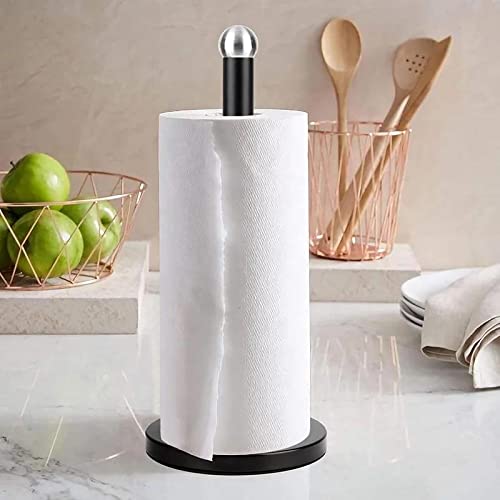 Freestanding Black Metal Tissue Roll and Paper Towel Holder