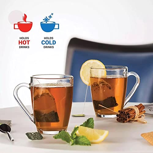 Set of 6 Tea Coffee Cups Glasses 295ml Dishwasher Freezer Microwave Safe (Set of 6)