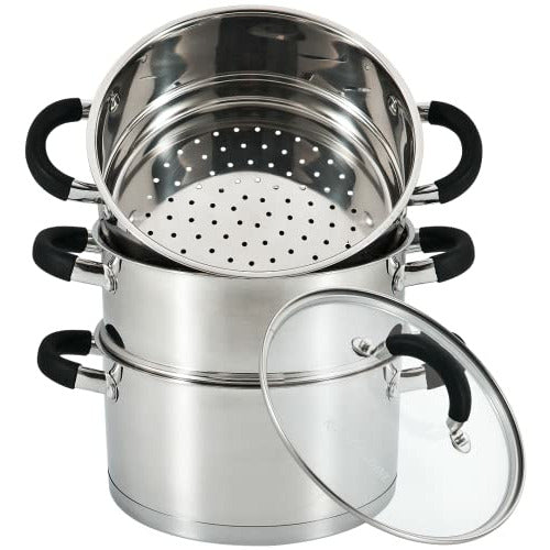 22cm 3-Tier Stainless Steel Steamer