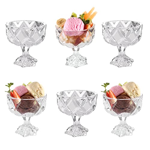 Crystal Glass Dessert Bowls - Set of 6