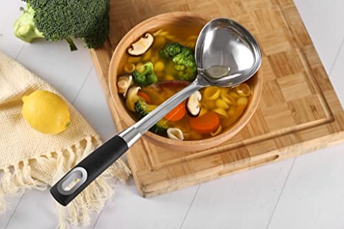 Stainless Steel Soup Ladle Spoon with Soft Grip Handle, 35.5cm (Ladle)