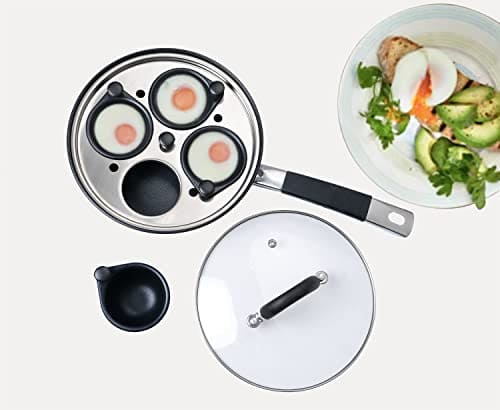 20cm Stainless Steel Egg Poacher Pan and Lid