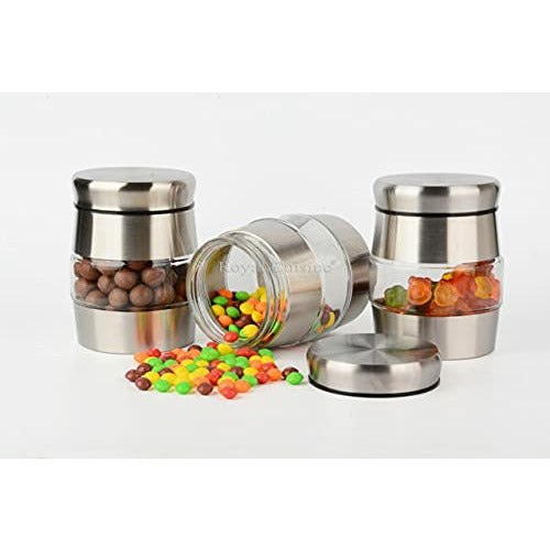 Glass Storage Jars Canister Set - Silver