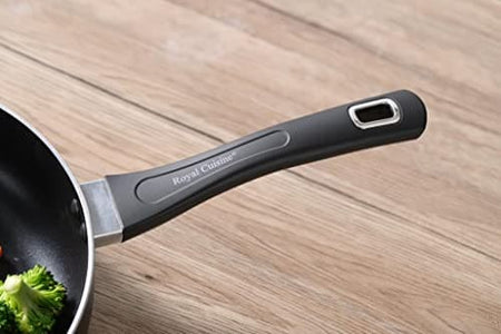 Royal Cuisine Non-Stick Aluminium Frying pan Glass lid Saute'Pans with Heat Resistant Handle Egg Omelette Pan for Induction Hob