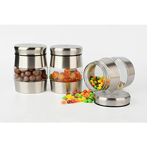 Glass Storage Jars Canister Set - Silver