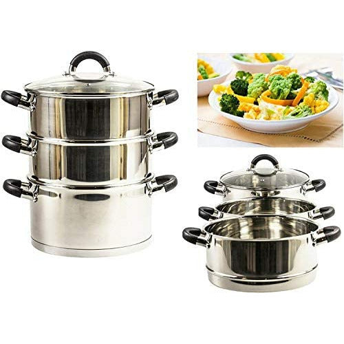 22cm 3-Tier Stainless Steel Steamer