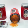 Stainless Steel Round Canister Set Of 3 Clear Window and Multi Food Storage Jars