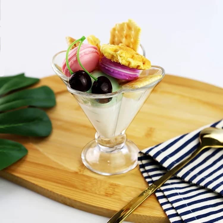 Floral Glass Dessert Bowls - Set of 3