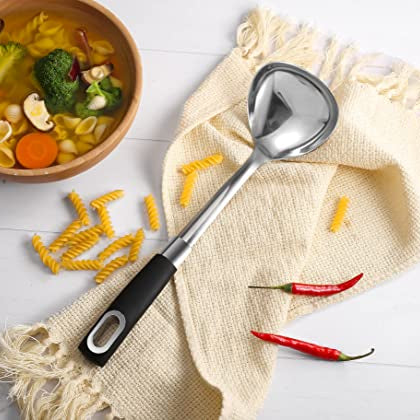 Stainless Steel Soup Ladle Spoon with Soft Grip Handle
