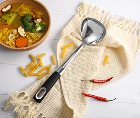Stainless Steel Soup Ladle Spoon with Soft Grip Handle