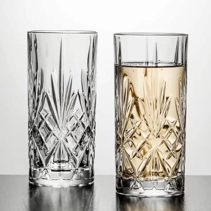 Set of 6 Highball Tall Drink Glasses, - 370ml Dishwasher Freezer Microwave Safe (Large)