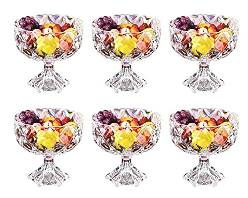 Crystal Glass Dessert Bowls - Set of 6