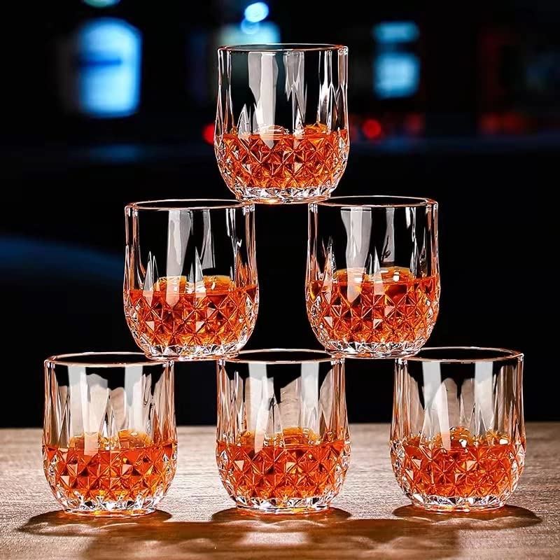 Set of 6 Medium Glasses 320Ml - Diamond design, Dish washer safe.