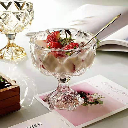 Crystal Glass Dessert Bowls - Set of 4