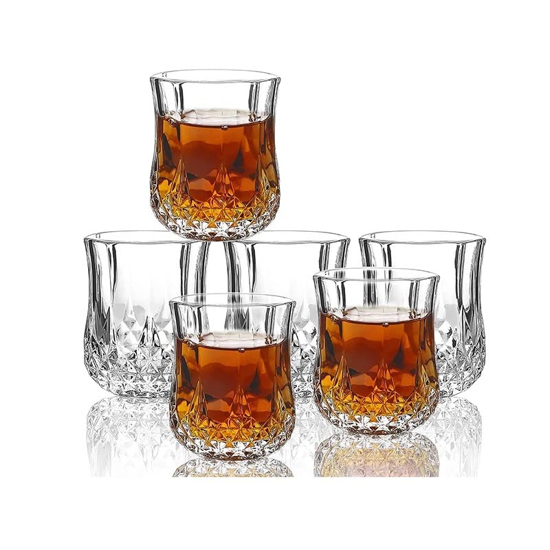 Set of 6 Medium Glasses 320Ml - Diamond design, Dish washer safe.