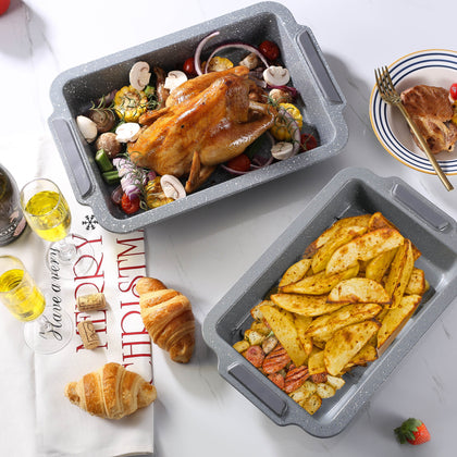 Royal Cuisine Set of 2 Non-Stick Carbon Steel Roasting Tins
