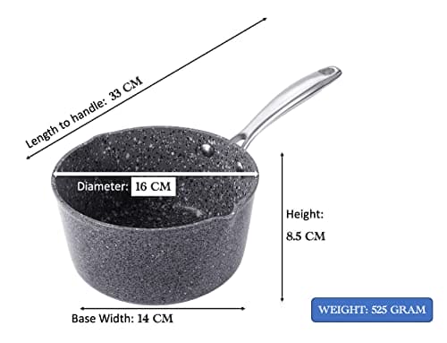 Royal Cuisine Forged Aluminium Non-Stick Deep Milk Pan with Granite Effect,