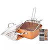 Royal Cuisine Square Frying Pan, with Ultra Nonstick Copper Coating with Lid for Frying Baking Roasting Stir-Fry