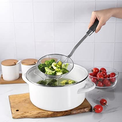 Royal Cuisine Solid Stainless Steel Spider Strainer Skimmer Ladle for Cooking and Frying, Kitchen Utensils Wire Strainer Pasta Strainer Spoon