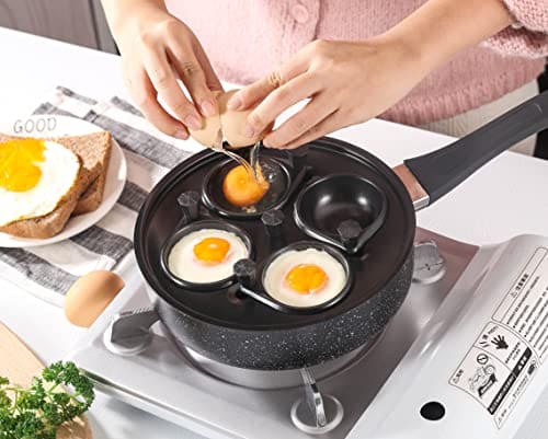 Royal Cuisine Non-Stick Egg Pan with 4 Poaching Cups & Glass Lid