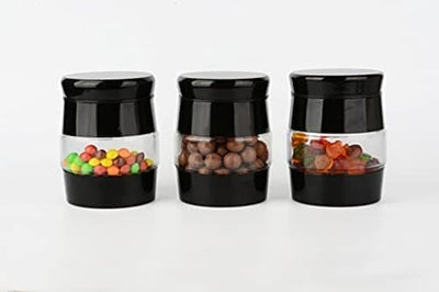 3 pcs Glass Storage Jars Canister Set- Black