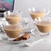 Royal Cuisine Set of 6 Heat Resistant Handled Black/Green Tea Cups Cappuccino/Coffee Latte Milk iced Coffee Glass Mugs Great Gift for Espresso hot Chocolate Tea Lovers