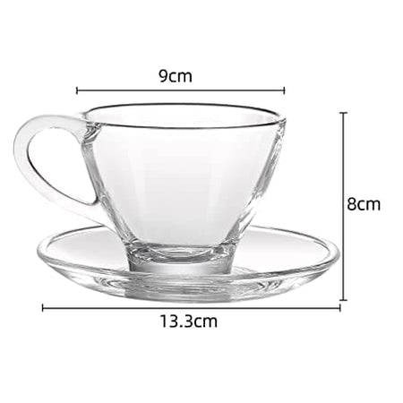 Royal Cuisine Set of 6 Heat Resistant Handled Black/Green Tea Cups Cappuccino/Coffee Latte Milk iced Coffee Glass Mugs Great Gift for Espresso hot Chocolate Tea Lovers