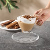 Royal Cuisine Set of 6 Heat Resistant Handled Black/Green Tea Cups Cappuccino/Coffee Latte Milk iced Coffee Glass Mugs Great Gift for Espresso hot Chocolate Tea Lovers